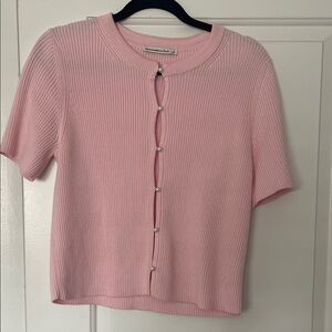 Abercrombie & Fitch Light Pink Ribbed Blouse